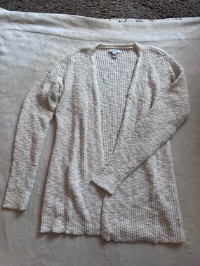Nine West Cream Open-Front Knit Cardigan